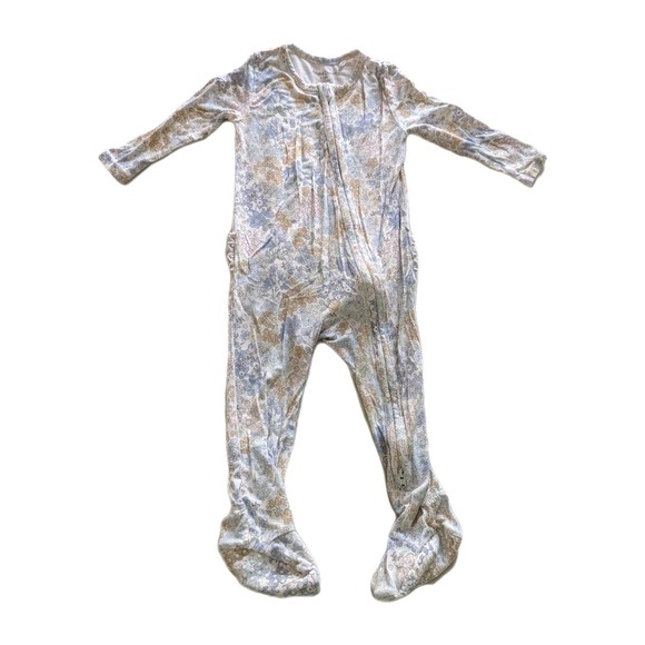 Angel Dear Other - Angel Dear Baby Girl Bamboo One Piece Pajamas White Pastel Flower Ruffle 9-12M